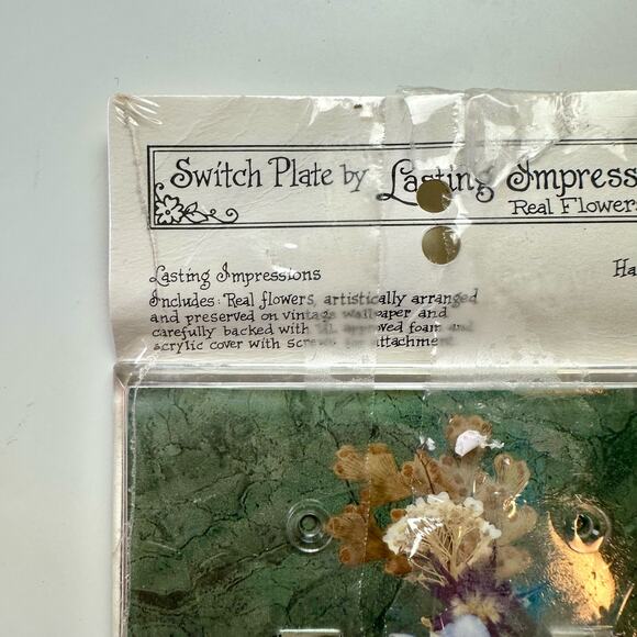 Switch Plate by Lasting Impressions Acrylic & Dried Flowers Green Decor Unused - Picture 3 of 6